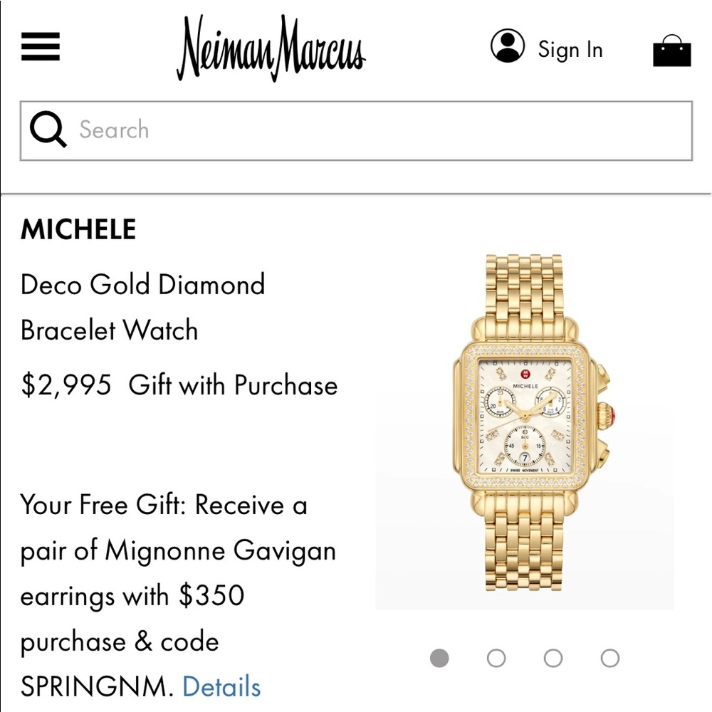 Michele Deco Gold Diamond Bracelet Watch